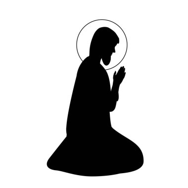 Elle çizilmiş vektör mürekkep çizim veya Saint Joseph siluet çizimi