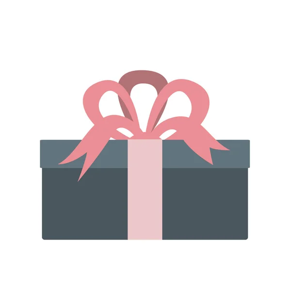 Caja de regalo con cinta rosa. Icono del vector. Estilo plano — Archivo Imágenes Vectoriales