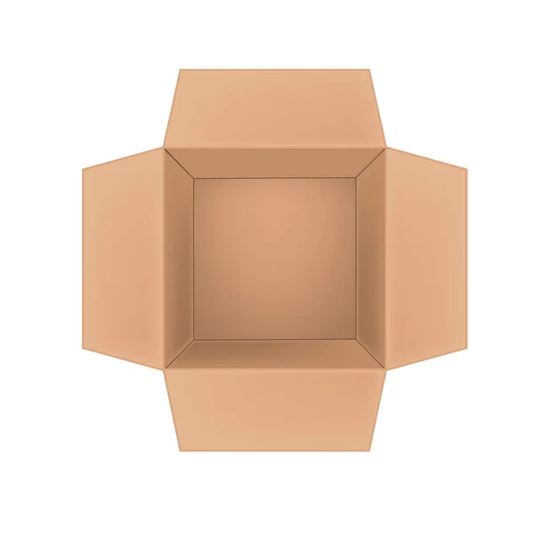 Open corrugated cardboard box on white background — Stock Vector