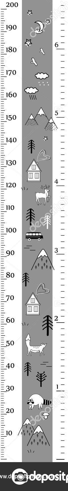 Kids vector height chart in minimalistic scandinavian style with