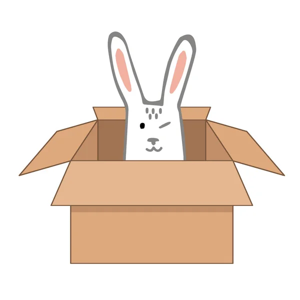 Surprise Craftboard Box with Happy Easter Bunny — Stock Vector