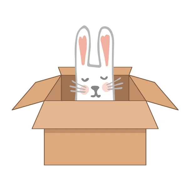 Surprise Craftboard Box with Happy Easter Bunny. Vector illustration — Stock Vector