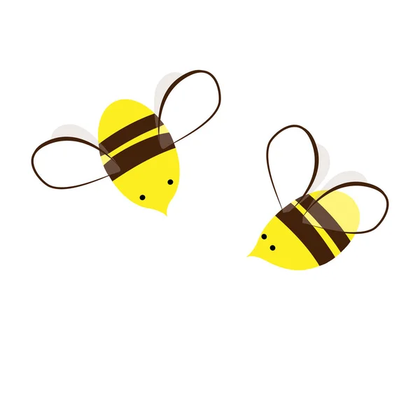 Abejas de miel demasiado dulces y ocupadas. Cartoon Vector Illustration (en inglés). Linda pareja de insectos. Elemento de diseño para etiquetas, impresiones o tarjetas . — Archivo Imágenes Vectoriales