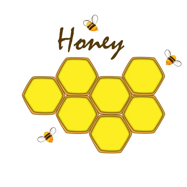 Honung kam etikett mall, design vektor, emblem, Bee jordbruk koncept, kreativ symbol, Biodlings ikon — Stock vektor