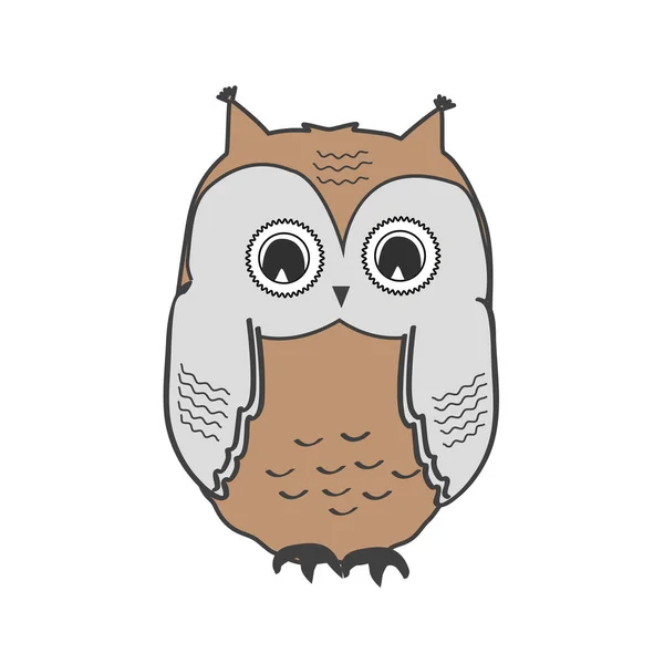 Cute owl icon isolated on white, wild bird illustration. Vector owl — Stock Vector