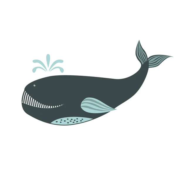 Vektor niedlichen Karikatur Wal isoliert auf weißem Hintergrund. Meerestier Vektor Illustration — Stockvektor