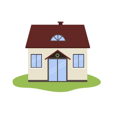 Beyaz arkaplanda karikatür evi simgesinin vektör illüstrasyonu izole edildi.