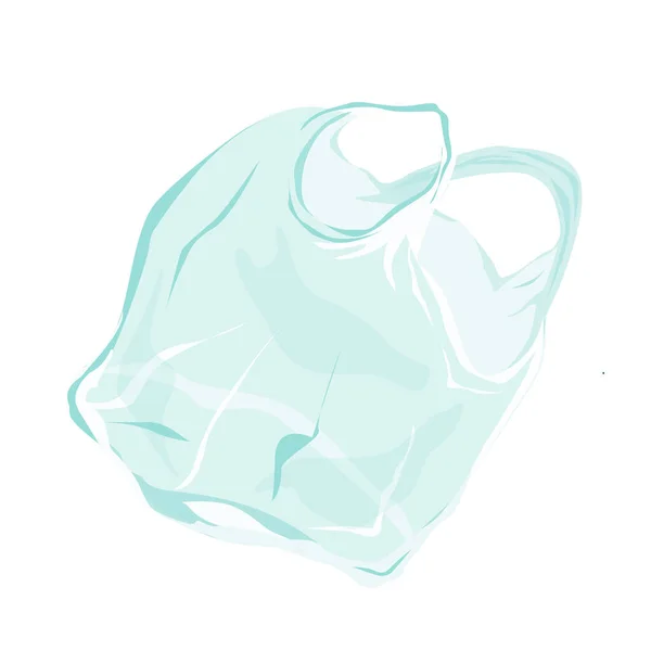 Transparante plastic zak die door de lucht vliegt. Vervuilingsprobleem. Vector illustratie geïsoleerd op witte achtergrond — Stockvector