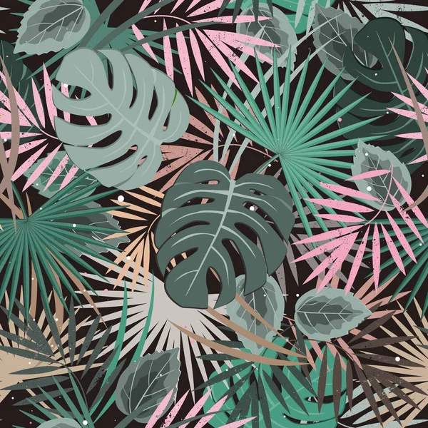 Fondo de patrón de verano floral vector sin costuras con hojas de palma tropical. Elegante paleta de pastel. Perfecto para fondos de pantalla, fondos de página web, texturas superficiales, textiles — Vector de stock