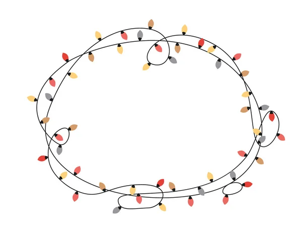 Xmas Glühbirnen runden Rahmen. Einfacher, aber niedlicher Weihnachtsrahmen. Vektorillustration — Stockvektor
