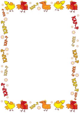 Kuş vektör çizimi karikatürü. Komik geyik kenesi kırmızı turuncu çizgi film. Kenarlık.