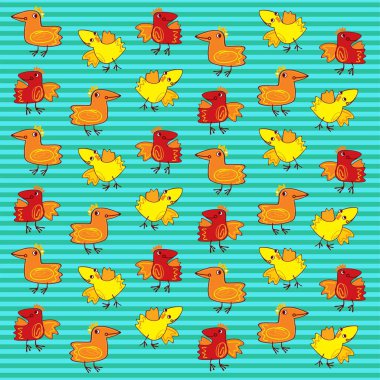 Kuş vektör çizimi karikatürü. Komik geyik kenesi kırmızı turuncu çizgi film. Desen