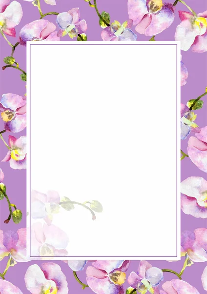 Mano Disegnare Fiori Acquerello Orchidea Set Romantico Nozze Carta Bianco — Foto Stock