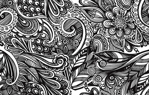 Hand Draw Seamless Floral Ornament Background Doodling Textil Wedding — Stock Photo, Image