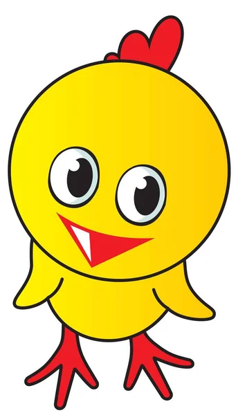 Children Cartoon Vector Illustation Funny Little Yellow Chicken — Stock Vector