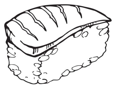 El çizimi sanat vektörü çizimi. Japon yemeği suşi pilavı.