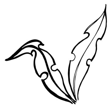 El çizimi siyah-beyaz vektör illüstrasyon karahindiba, bitki parçaları, yapraklar, çiçekler, tohumlar