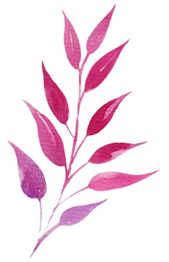 El çizimi suluboya yaprakları, illüzyon, çizim, mor renk, pembe renk, bitkisel süs