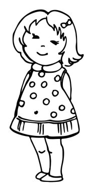 Kız, çizgi sanatı, siyah beyaz illüstrasyon, çizim, çizgi film, komik