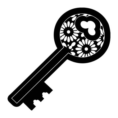 Yayın içindeki narin çiçek desenli antika süslemeli anahtar silueti sırları ve keşif vektörünü sembolize ediyor.