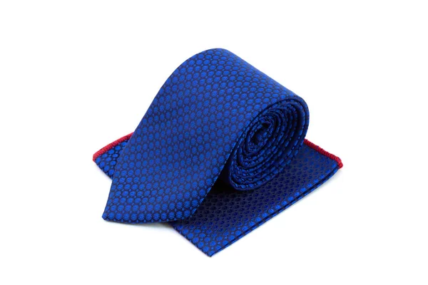Cravate bleue et carré de poche — Photo