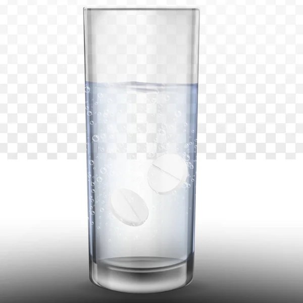 Brausetabletten im Glas Wasser — Stockvektor