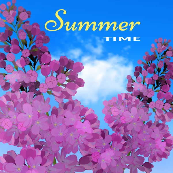 Sweet Lilac on the blue-sky background. Vector Graphics