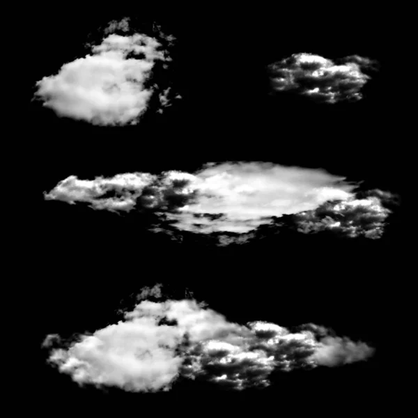 Isolierte Wolken auf schwarzem Hintergrund. — Stockvektor