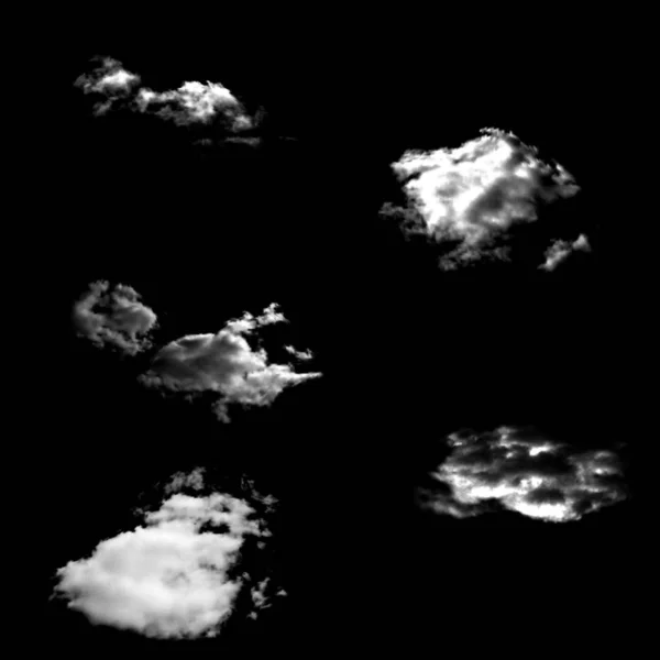 黑色背景上的一组孤立云. — 图库矢量图片