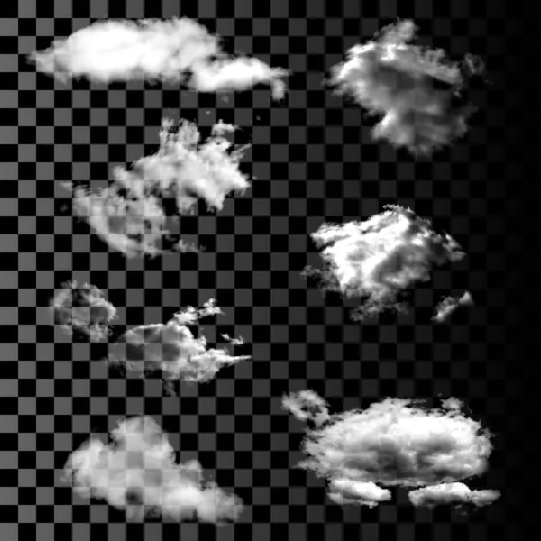 一组真实和透明的隔离云 — 图库矢量图片