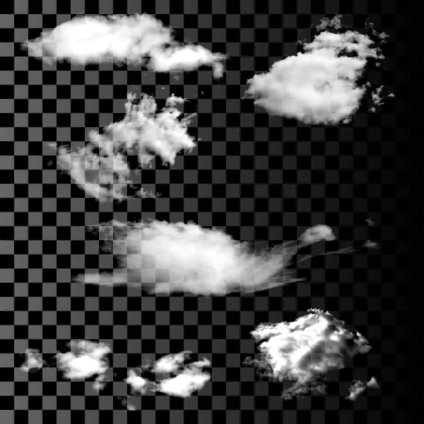 一组真实和透明的隔离云 — 图库矢量图片