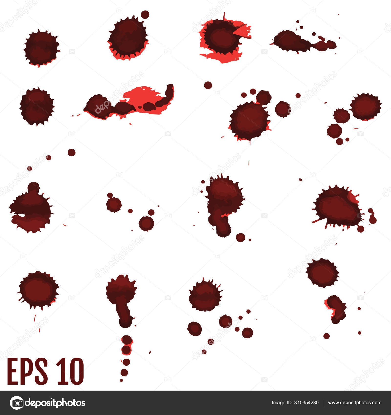 Set Of Various Dripping Grunge Blood Splatters Stock Illustration