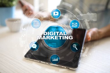 Dijital Pazarlama teknoloji kavramı. Internet. Online. Arama Motoru Optimizasyonu. SEO. SMM. reklam.