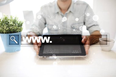 Www metin arama çubuk. Web sitesi Url. Dijital pazarlama. İş, internet ve teknoloji kavramı.