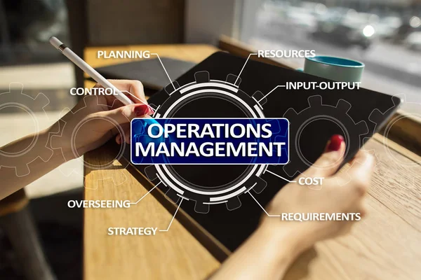 Operations management business and technology concept on virtual screen.