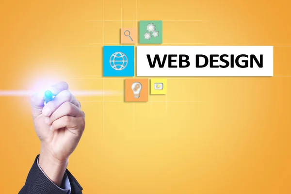 Concept de conception et de développement Web sur l'écran virtuel . — Photo