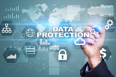 Veri koruma, siber güvenlik, bilgi güvenliği ve şifreleme. İnternet Teknoloji ve iş kavramı.