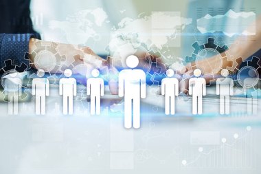 İnsan kaynakları yönetimi, insan kaynakları, işe alım, liderlik ve ekip oluşturma. İş ve teknoloji kavramı.