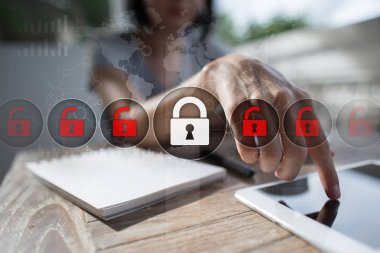 Siber Güvenlik, veri koruma, bilgi güvenliği ve şifreleme. İnternet Teknoloji ve iş kavramı.