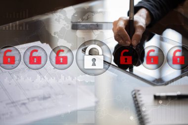 Siber Güvenlik, veri koruma, bilgi güvenliği ve şifreleme. İnternet Teknoloji ve iş kavramı.