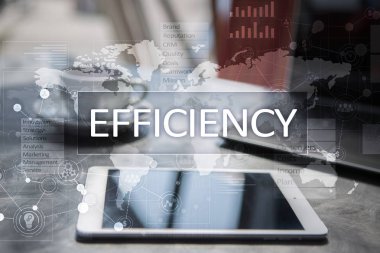 Verimlilik büyüme kavramı. İş ve teknoloji. Sanal ekran.