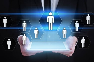 İnsan kaynakları yönetimi, insan kaynakları, işe alım, liderlik ve ekip oluşturma. İş ve teknoloji kavramı.