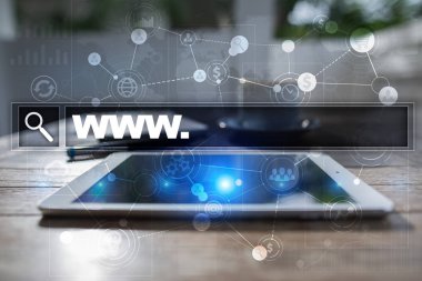 Www metin arama çubuk. Web sitesi Url. Dijital pazarlama. İş, internet ve teknoloji kavramı.