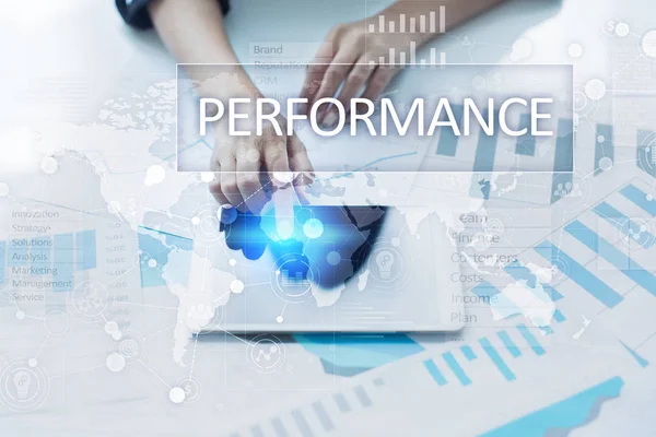 Key Performance indicator op virtueel scherm. KPI. Groei van de bedrijfsstrategie. — Stockfoto