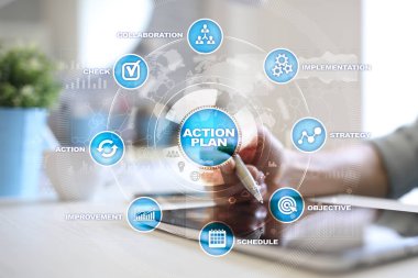Sanal ekran eylem planı. Planlama kavramı. İş stratejisi.