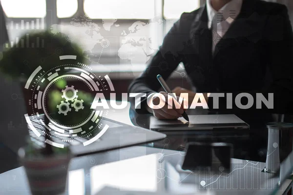 Automation concept as an innovation, improving productivity, reliability and repeatability in technology and business processes.