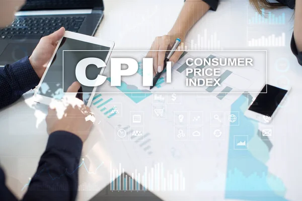 Cpi. Verbraucherpreisindex-Konzept auf virtuellem Bildschirm. — Stockfoto