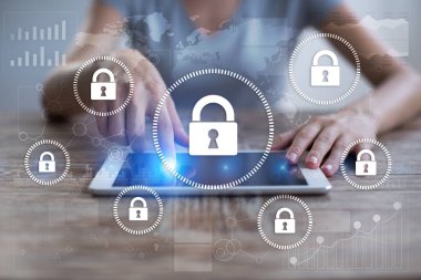 Siber Güvenlik, veri koruma, bilgi güvenliği ve şifreleme. İnternet Teknoloji ve iş kavramı.