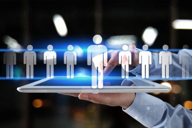 İnsan kaynakları yönetimi, insan kaynakları, işe alım, liderlik ve ekip oluşturma. İş ve teknoloji kavramı.