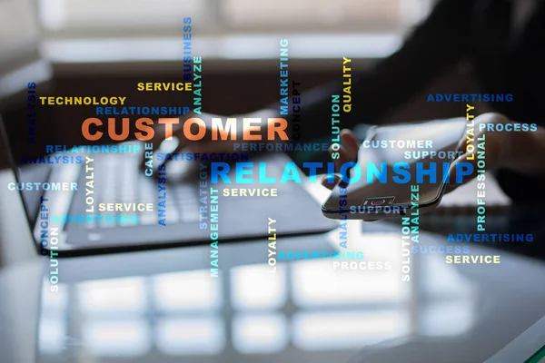 Customer relationship management concept on the virtual screen. Words cloud. — Stock Photo, Image